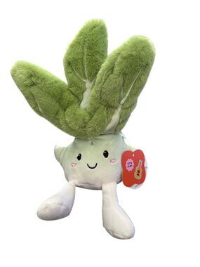 Gigglescape Plush Smiling Bok Choy Vegetable Toy For Kids Soft Green & White Stu